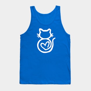 Kitty Heart Outline White Tank Top